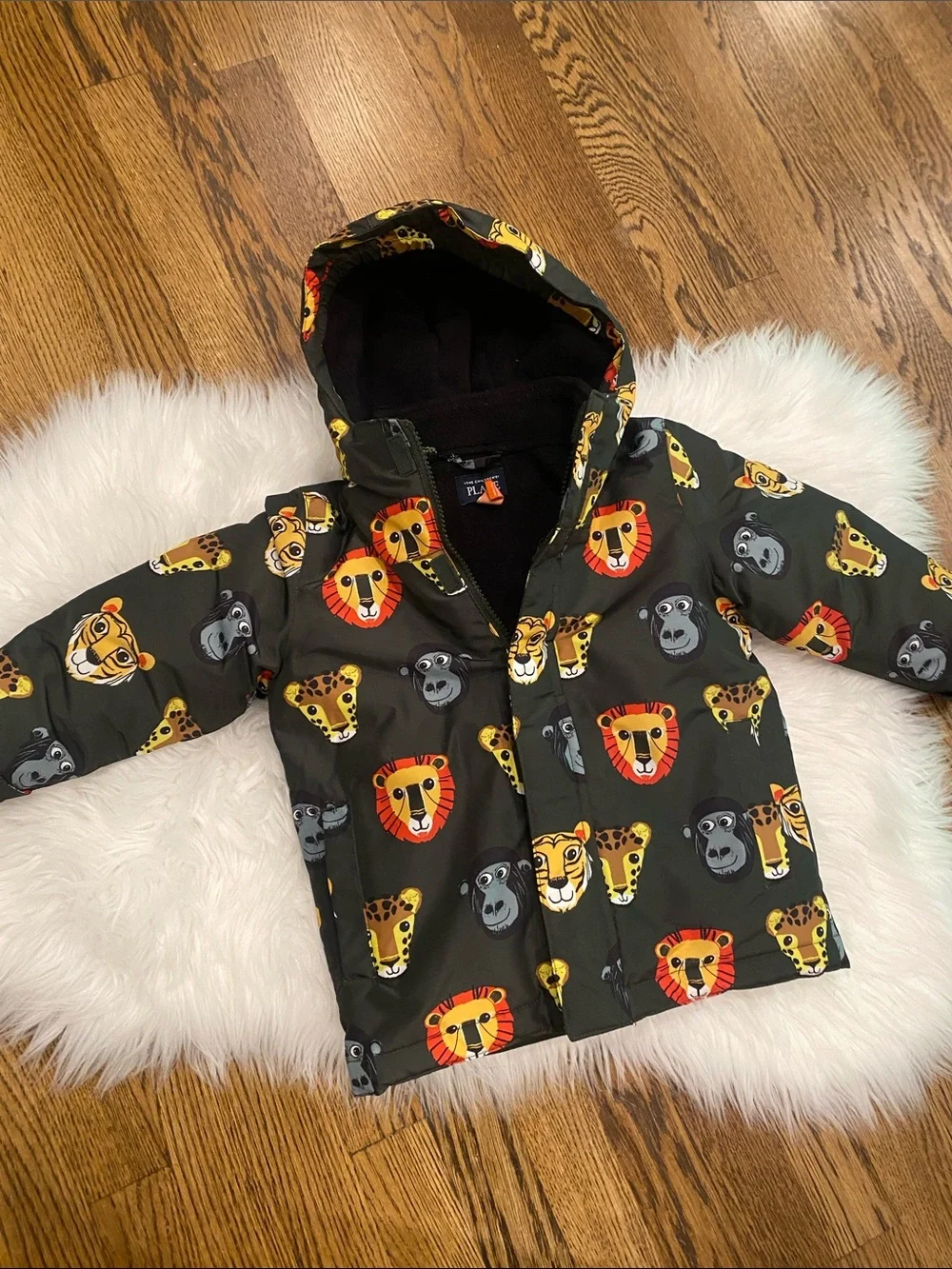 3 in 1 The Children's Place Olive Green Animal Face Puffer Jacket 3T